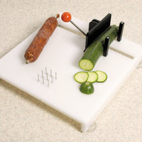 Tabla de cortar sueca blanca con clavos de acero inoxidable para fijar alimentos