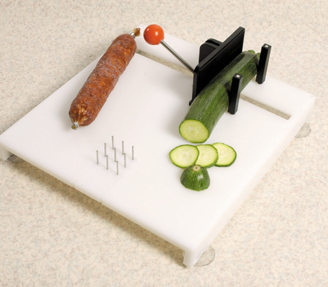 Tabla de cortar sueca blanca con clavos de acero inoxidable para fijar alimentos