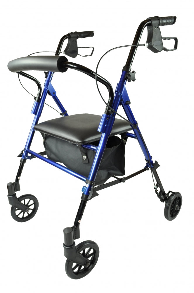 Andador ligero de aluminio plegable con ruedas y frenos de mano