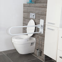  Apoyabrazos plegable blanco montado en pared para baño accesible