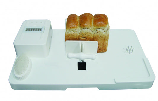 Tabla multifuncional de cocina blanca con superficie antideslizante y bordes elevados